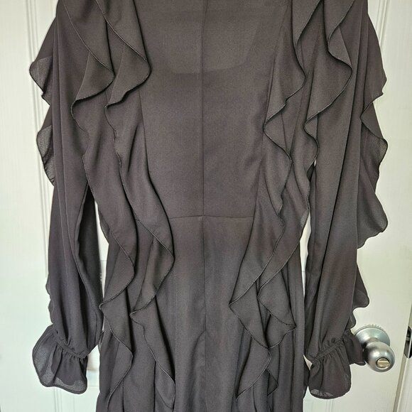NAF NAF Paris Black dress longsleeves with ruffles detail Size 36 - Picture 7 of 15